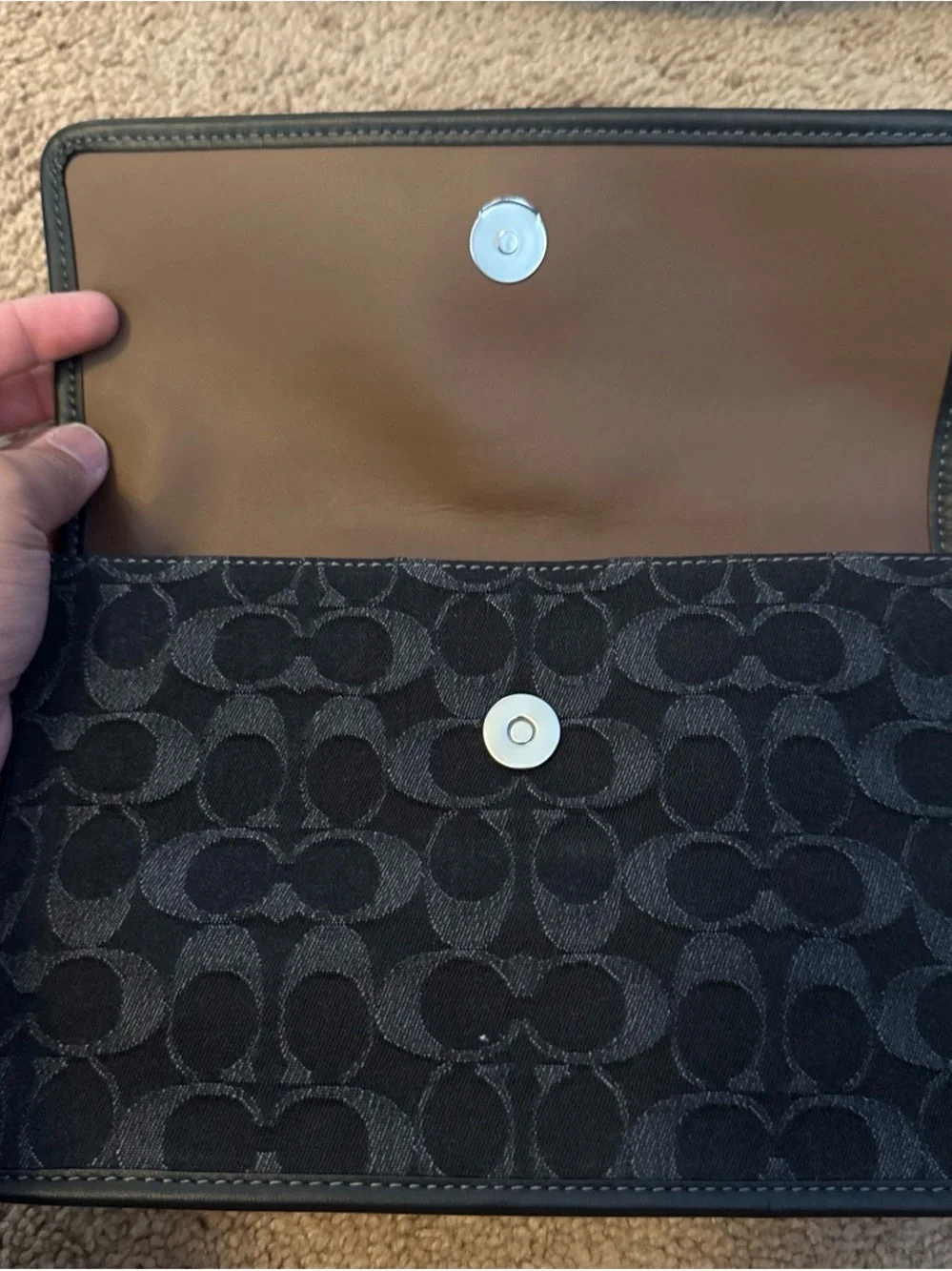 Coach Black Signature Canvas & Leather Messenger Crossbody